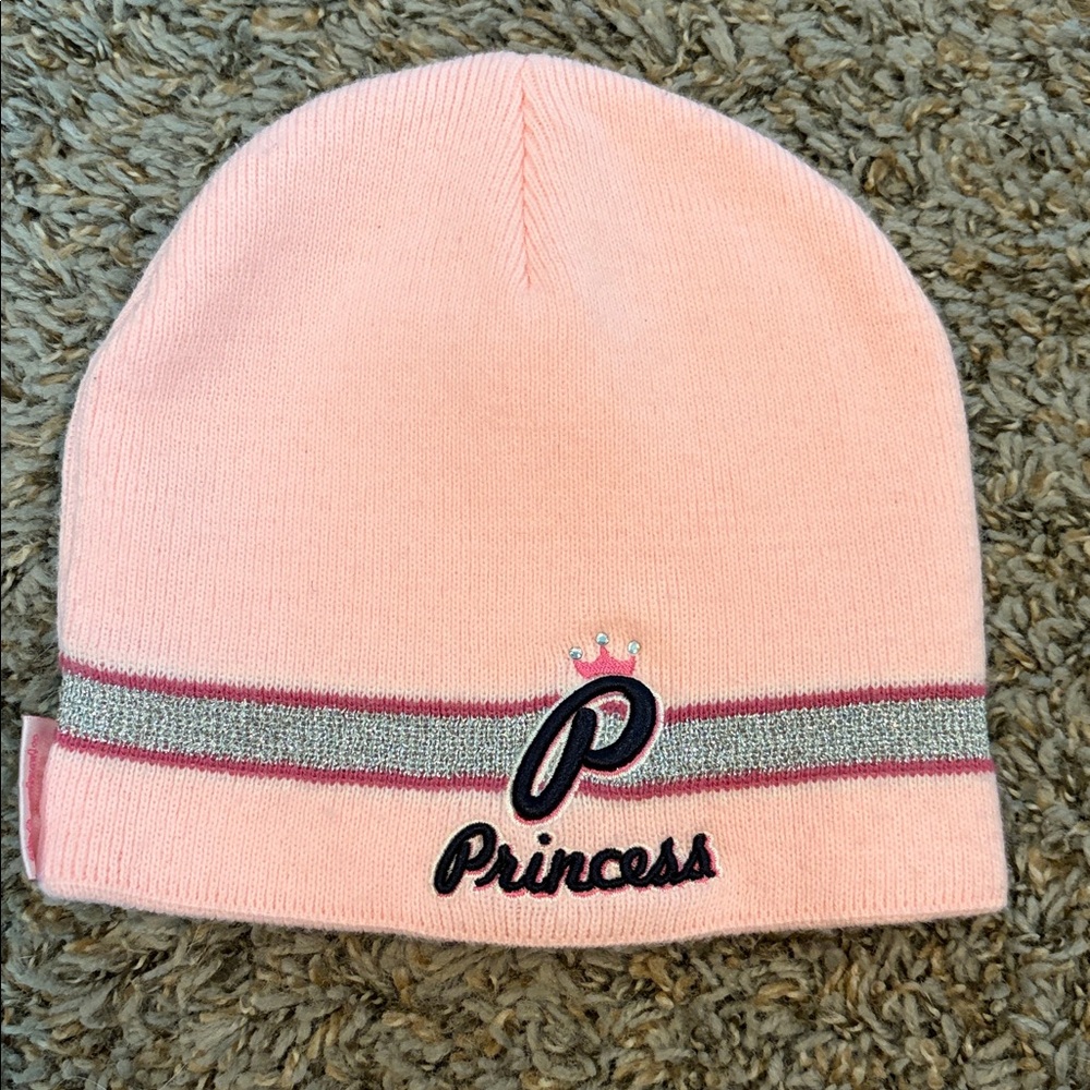Disney Princess Pink Beanie with Silver Stripe